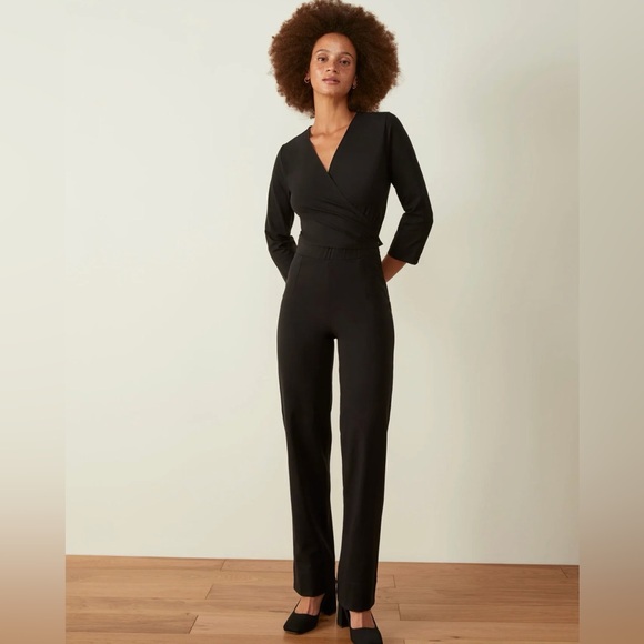 ADAY Pants - ADAY Women’s Wrap Top Destination Jumpsuit in Black Size XL